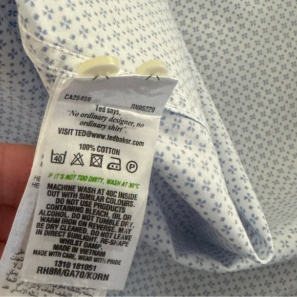 Mens Ted Baker button down shirt 16.5 / 34-35 - Picture 7 of 8